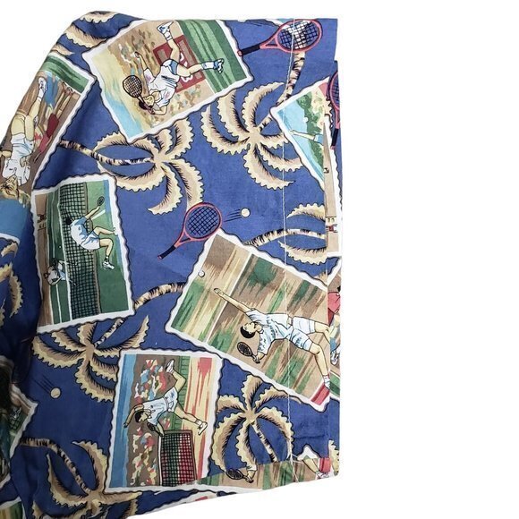 Reyn Spooner XL Tennis Players SS Single Stitch Button Front Made in Hawaii USA - Picture 5 of 6